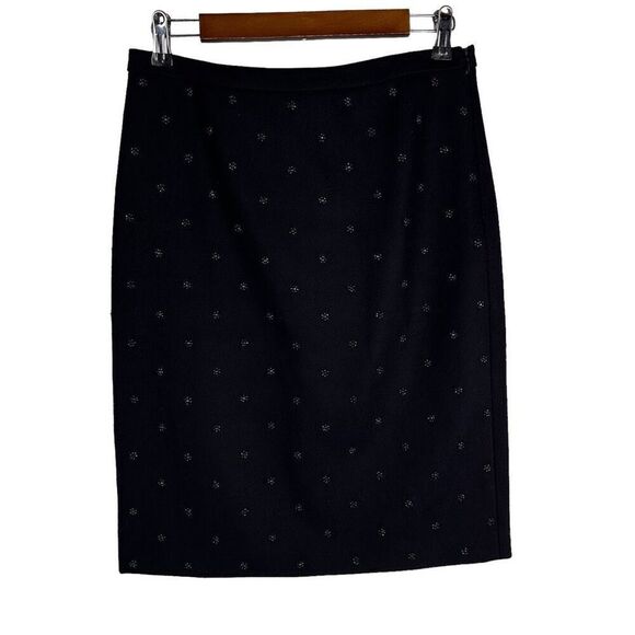 Garnet Hill Black Wool Beaded Pencil Skirt size 6 - Picture 2 of 11